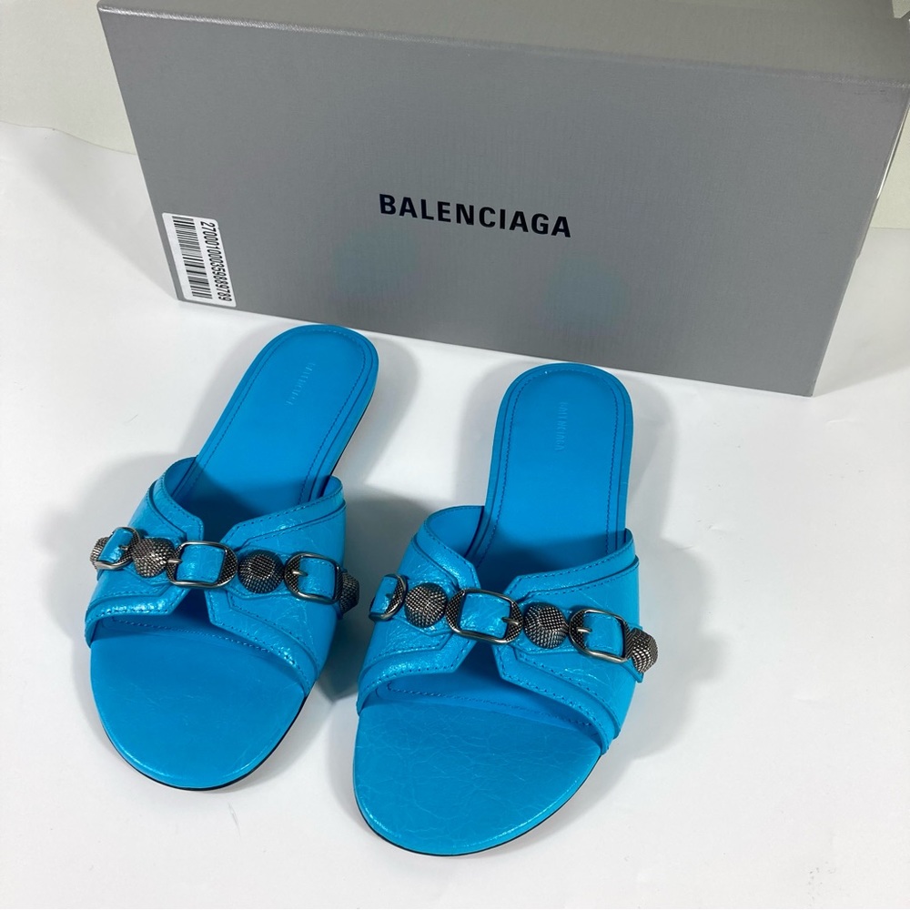NWB Balenciaga Cagole Slide Sandal Cyan Size 36.5EU 6.5US 694342WAD4E - Picture 3 of 17